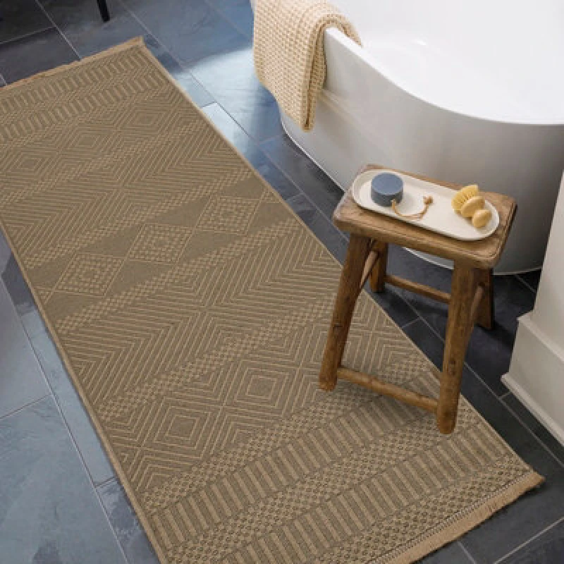 Image of Livabliss Cottage Tan Machine Washable Jute Mythri Runner Rug 79 X 220 Cm - Easy Care, Non Shedding, Ideal For Hallway Or Beside The Bed