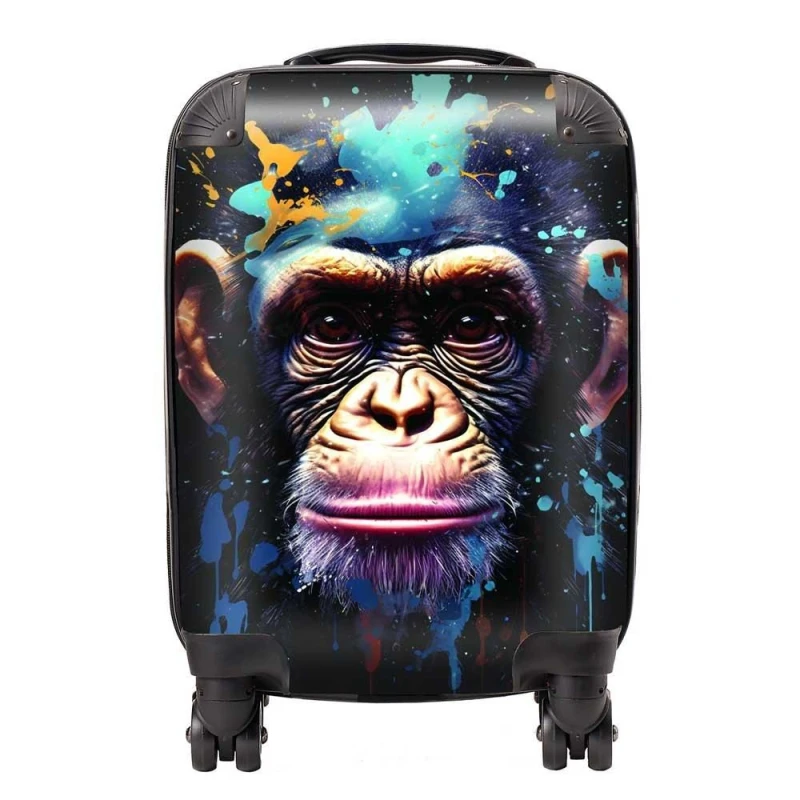Image of Warren Reed - Designer Monkey Face Splashart with Blue Suitcase Size: Medium Blue Unisex Medium