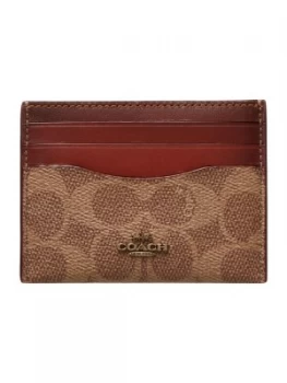 Image of Coach Colorblock coated canvas flat card case Light Brown