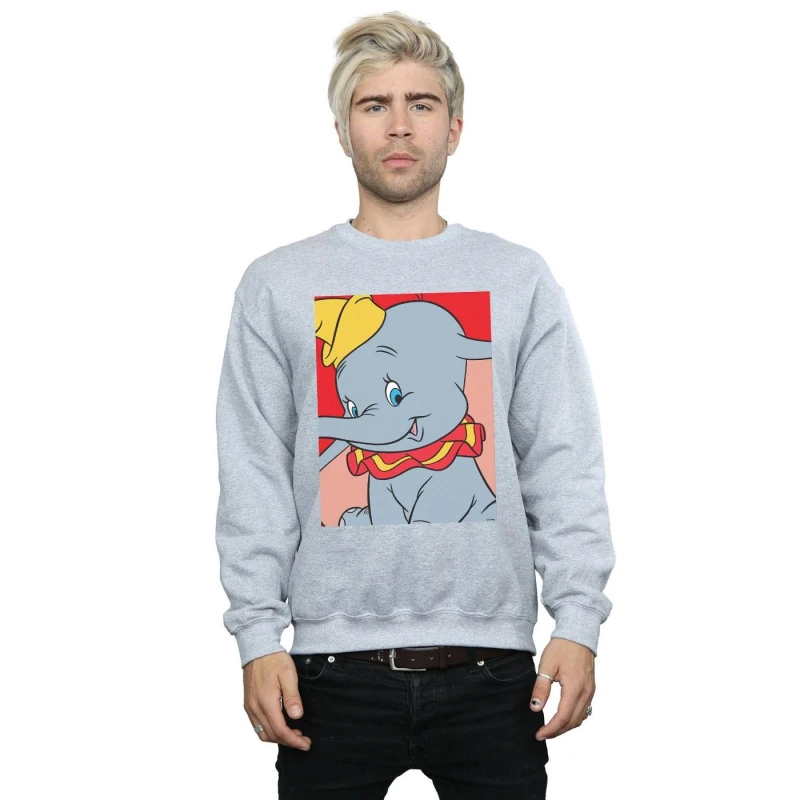 Image of Disney Men Dumbo Portrait Sweatshirt in Grey Size: Small Grey S Male 5057955964616