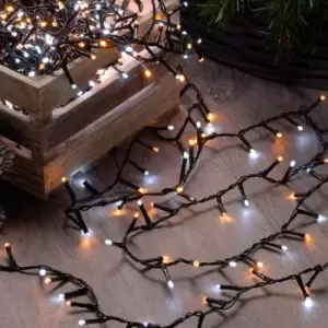 Image of Festive 15.5m Indoor & Outdoor Flickering Christmas Tree Fairy Lights 600 White and Warm White LEDs