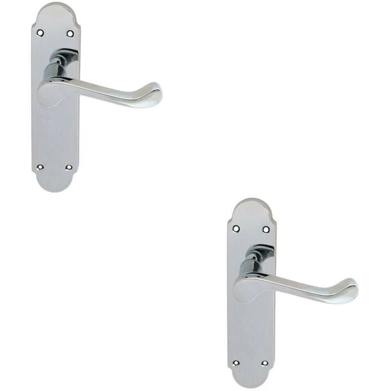 Image of Loops 2x PAIR Victorian Upturned Handle on Latch Backplate 170 x 42mm Polished Chrome Multi