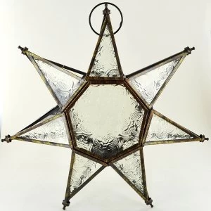 Image of Iron Clear Glass Hanging Lantern 7 Point Star