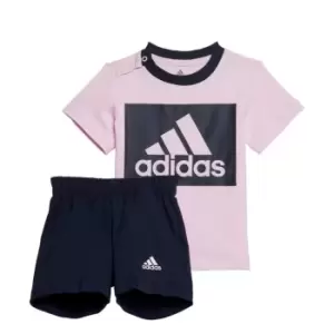 Image of adidas Essentials Tee and Shorts Set Kids - Clear Pink / Legend Ink