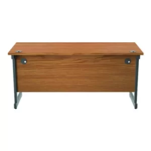 Image of Jemini Single Rectangular Desk 1600x600x730mm Nova Oak/Silver KF800660