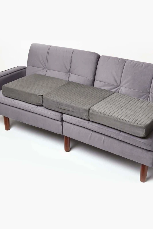 Image of Homescapes Suede Orthopaedic Foam 3 Seater Booster Cushion Grey