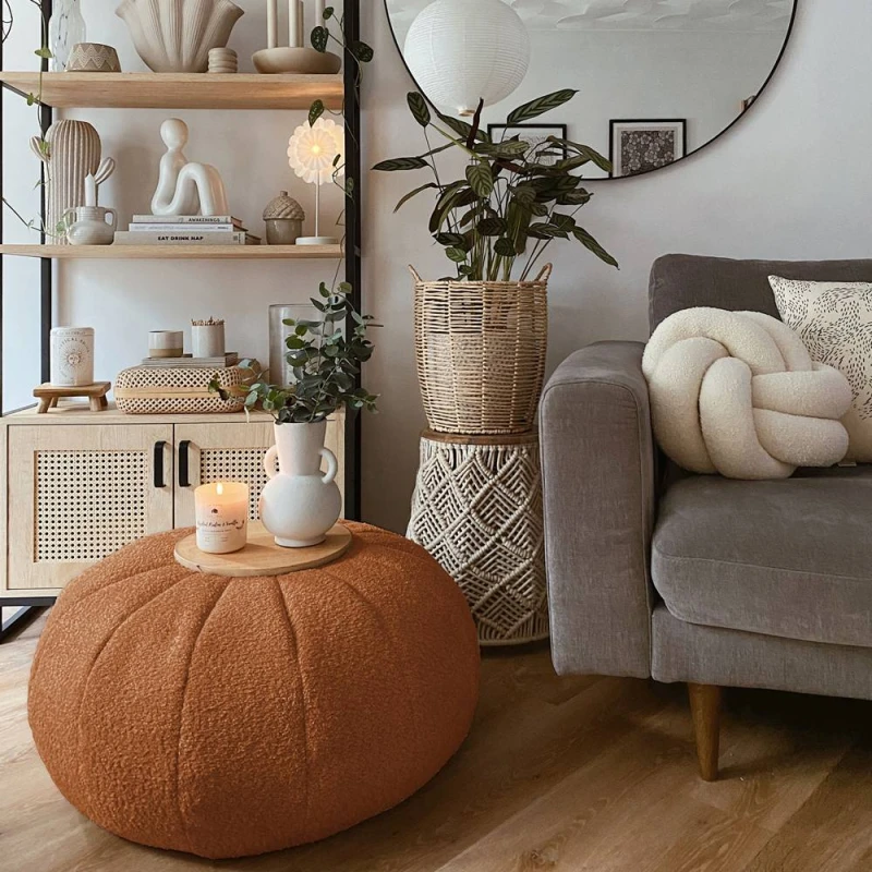 Image of rucomfy Beanbags rucomfy Indoor Snug Pouffe - Comfortable Bean Bag Footstool in Burnt Orange Burnt Orange Unisex