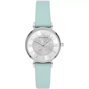 Image of Ladies Emporio Armani Two-Hand Blue Leather Watch