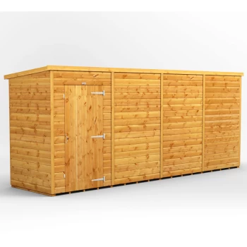 Image of 16x4 Power Windowless Pent Garden Shed - Brown