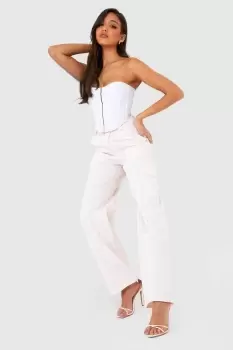 Image of Seam Front Wide Leg Cargo Trouser