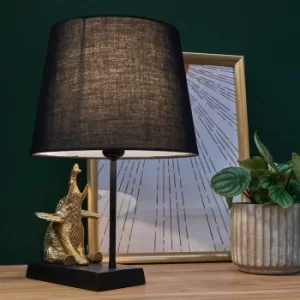 Image of Indali Baby Elephant Brass and Black Table Lamp with Black Aspen Shade