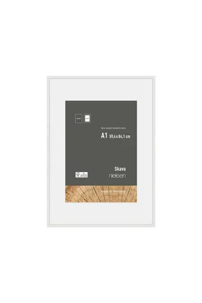 Image of Nielsen Skava A1 Wooden Picture Frame With A2 Mount & Glass Front White