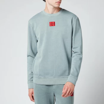 Image of Hugo Boss Logo Patch Crewneck Sweatshirt Pastel Blue Size M Men