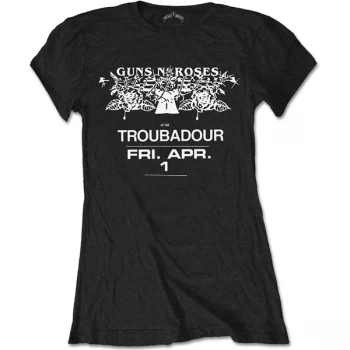 Image of Guns N' Roses - Troubadour Flyer Womens Medium T-Shirt - Black