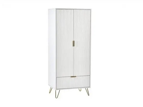 Image of Julian Bowen Murano Matt White 2 Door 1 Drawer Wardrobe