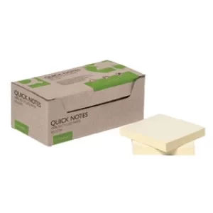 Image of Q-Connect Recycled Notes 76x76mm Yellow (Pack of 12) KF17321
