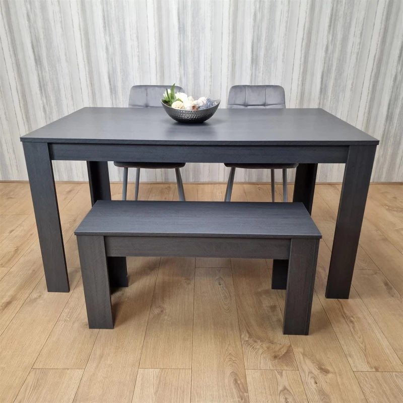 Image of KOSY KOALA Dining Table Set with 2 Chairs Dining Room and Kitchen table set of 2,and Bench Dark Grey