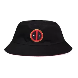 Image of MARVEL COMICS Deadpool Logo Reversable Bucket Hat, Unisex, Black/Red (FC536652DED)