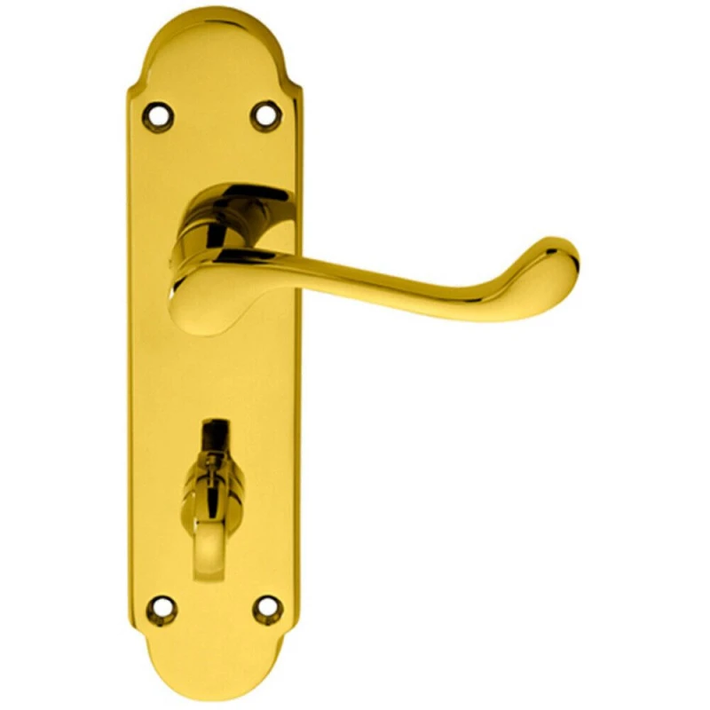 Image of Loops PAIR Victorian Upturned Lever on Bathroom Backplate 170 x 42mm Stainless Brass Metallics