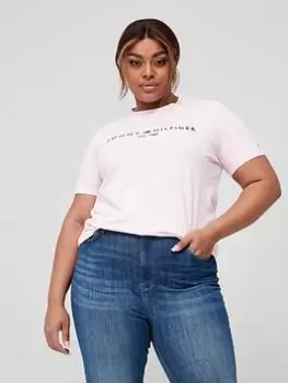 Image of Tommy Hilfiger Curve Regular Crew Neck T-Shirt - Pink, Size 46, Women