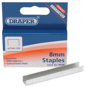 Image of Draper 8mm Steel Staples (1000) 10639