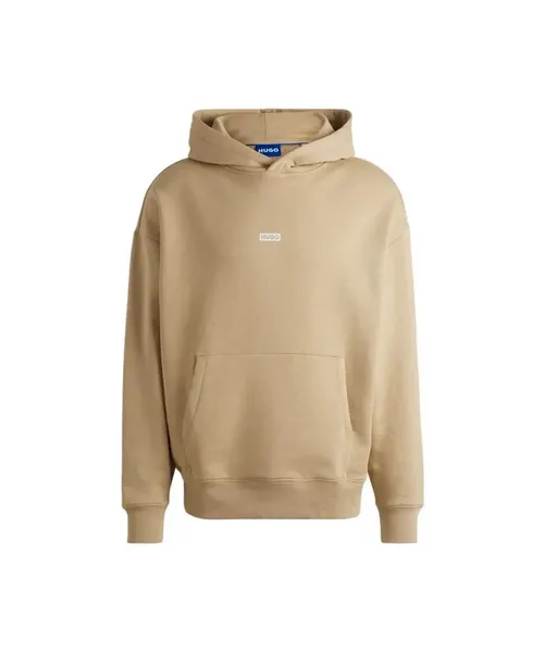 Image of HUGO Blue Nazardo Cotton-Jersey Hoodie - XXL Beige Hoodies and Sweatshirts male 50510724-269 XXL