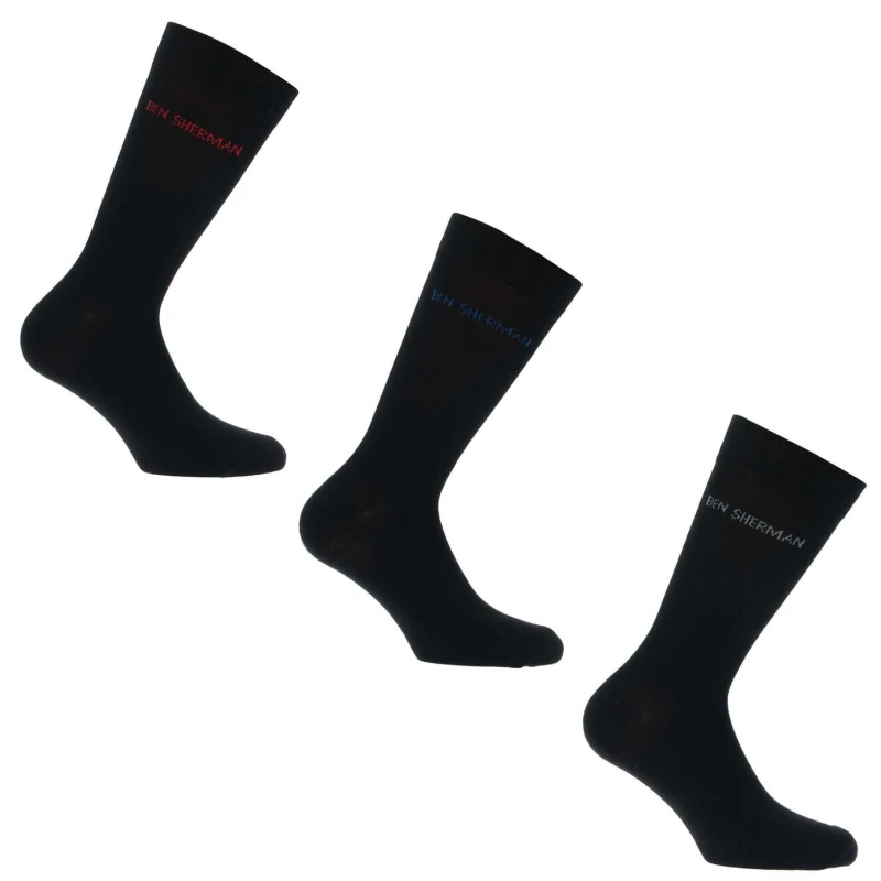 Image of Ben Sherman 3 Pack Hedgehunter Socks - Black 9 - 10.5