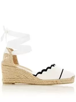 Image of Castaner Hummingbird Scallop Detail Espadrille Wedges - White