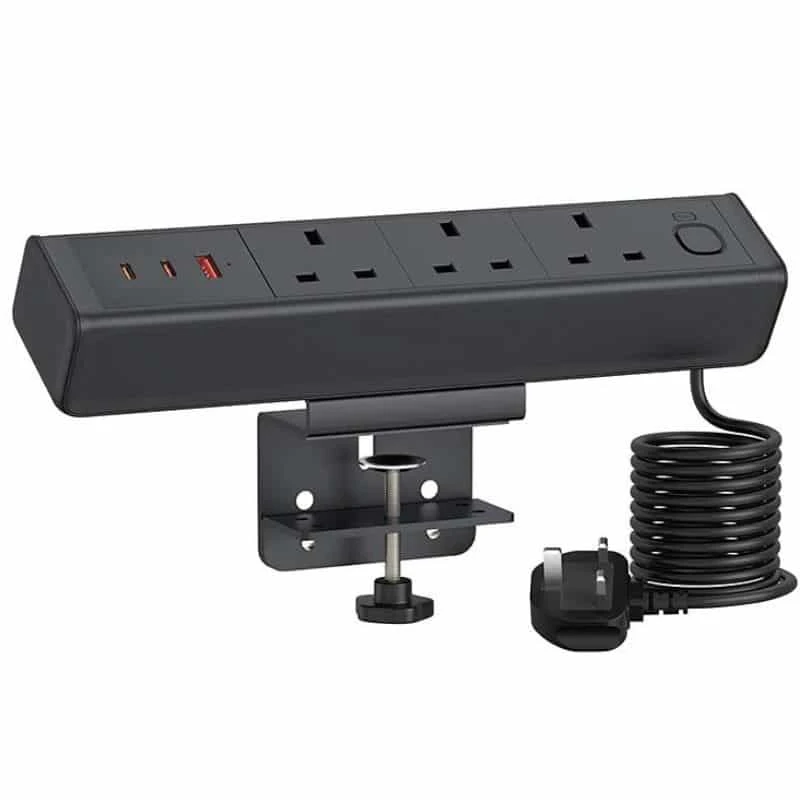 Image of Proline DESK POWER POD 3 x 13A + 1 USB-A & 2 X USB-C (65W) - BLACK
