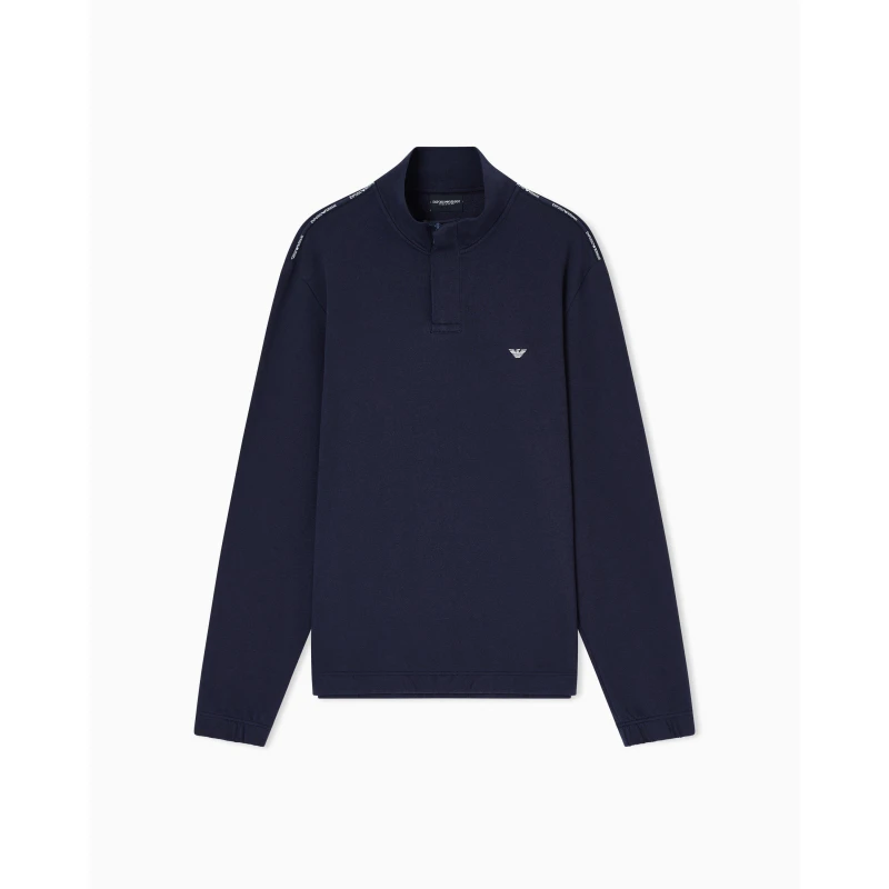 Image of Emporio Armani Mens 1/4 Zip Fleece Armani Blue male L