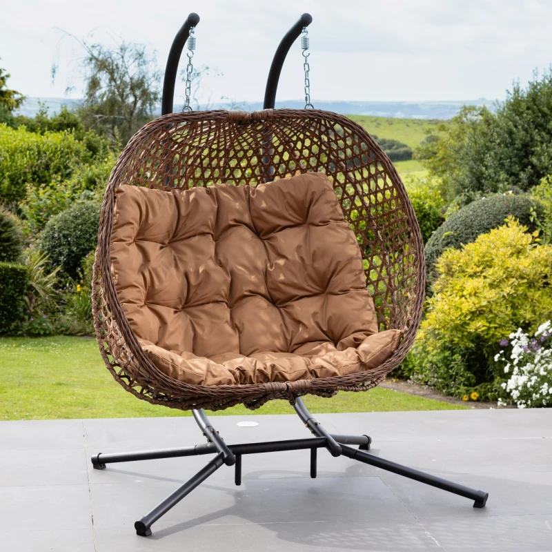 Image of Artemis Home Beauchamp Swinging Double Garden Seat in Brown Brown Unisex