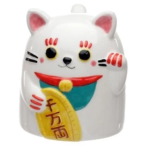 Image of Maneki Neko Lucky Cat Upside Down Ceramic Mug
