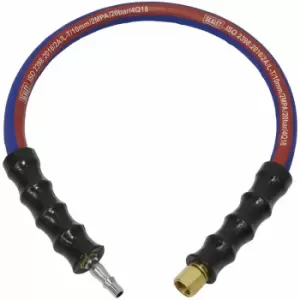 Image of AH2R/38 Air Leader Hose 600mm x Ø10mm with Tailpiece & 1/4'BSP Union - Sealey