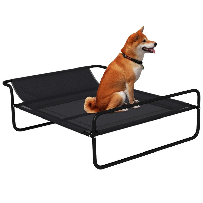 Image of PawHut Raised Dog Bed w/ Slope Headrest, for Medium Dogs, Black D04-273V00BK
