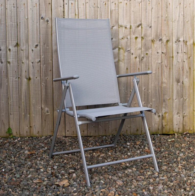 Image of Outdoor Garden Patio Multi Position Reclining Folding Chair in Grey