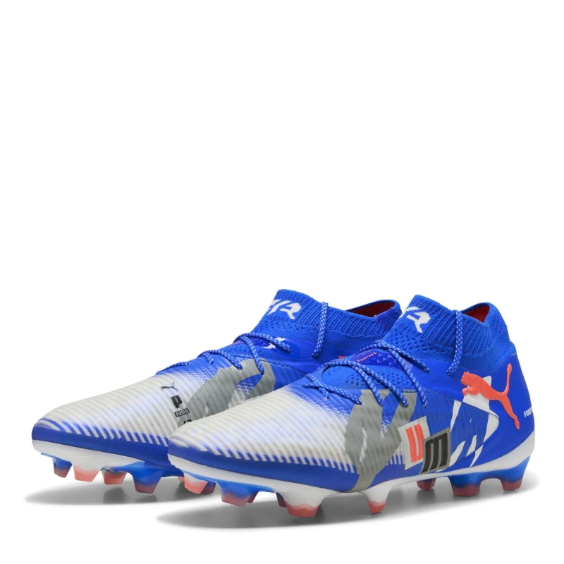 Image of Puma Future 8 Ultimate Adults Firm Ground Football Boots White/Blue male 7 (40.5)