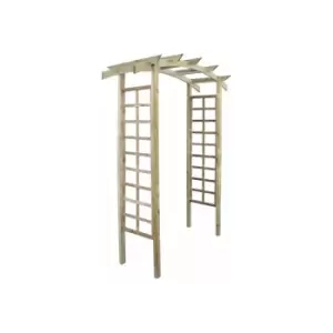 Image of Luna Curved Wooden Garden Arch 2.21m with Side Trellis Panels - Natural - Cerland