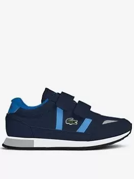 Image of Lacoste Partner 222 Strap Trainer, Navy, Size 4 Younger