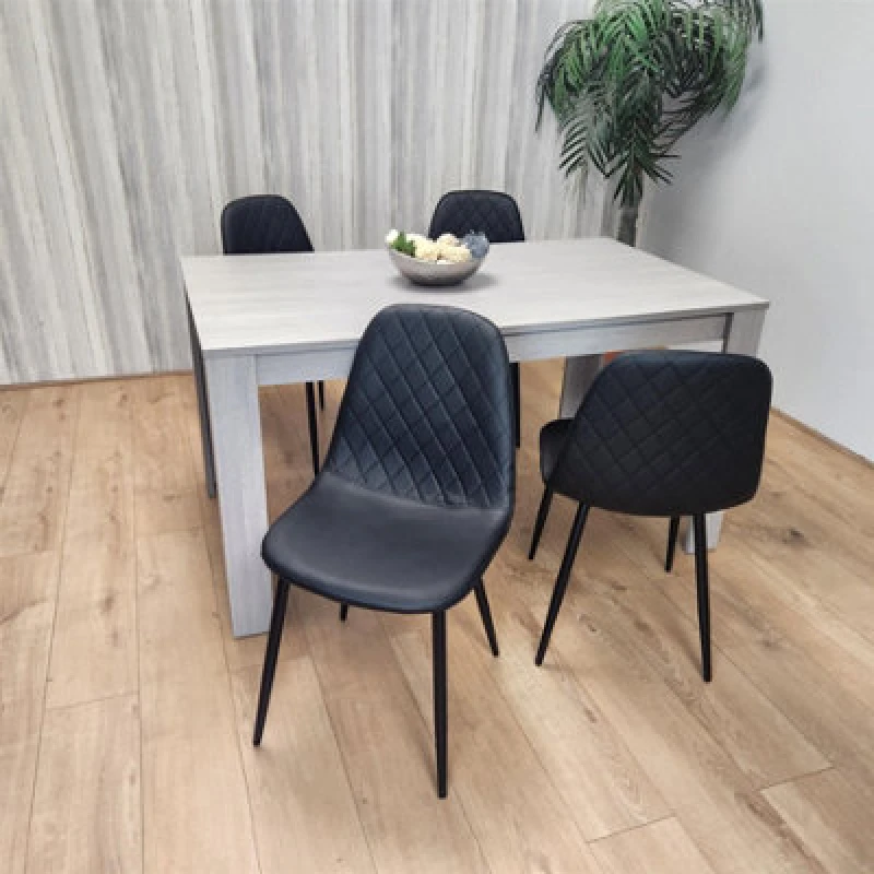 Image of KOSY KOALA KOSY KOALA Dining Table with 4 Black Leather Chairs, Wood Dining Set Furniture in Grey Grey One Size Unisex 5060711589893