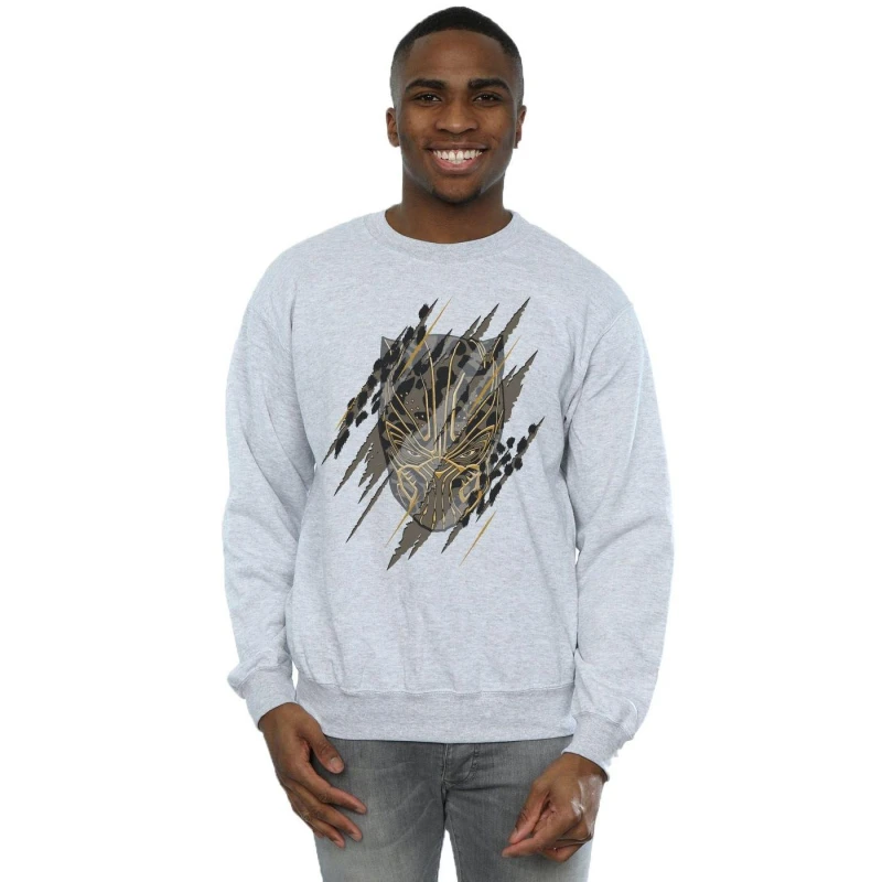 Image of Marvel Marvel Men Black Panther Gold Head Sweatshirt in Grey Size: Small Grey S Male 5057736577578