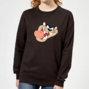 Image of Looney Tunes Tasmanian Devil Face Womens Sweatshirt - Black