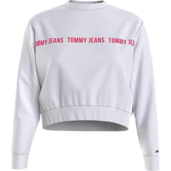 Image of Tommy Jeans Crop Tape Crew - YBR WHITE