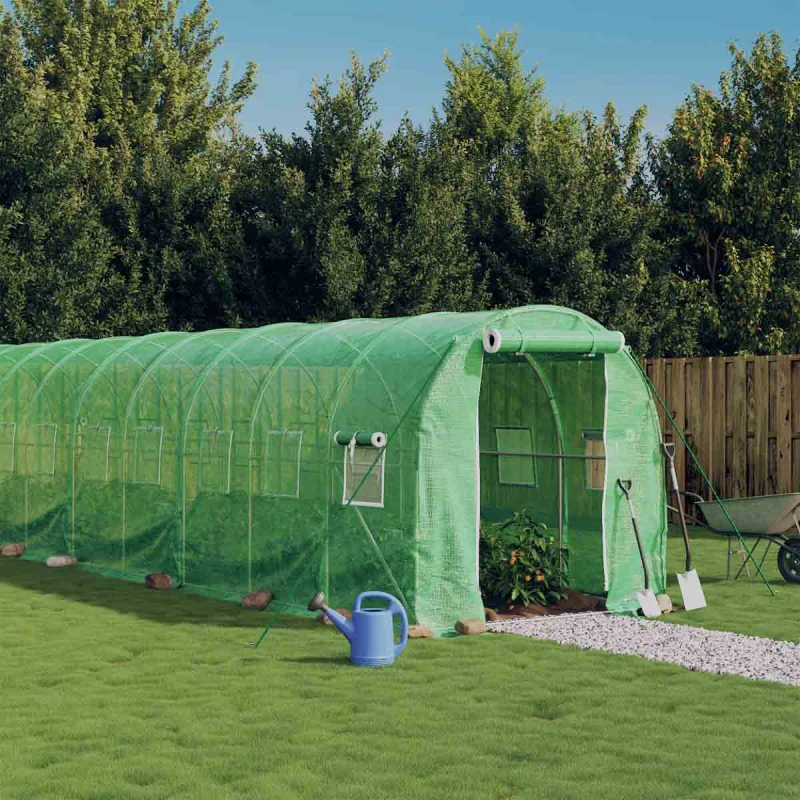 Image of vidaXL Greenhouse with Steel Frame Green 24 m 12x2x2 m, Green 3188021