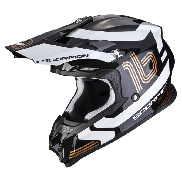 Image of Scorpion VX-16 Evo Air Tub Metal Black-Gold Offroad Helmet Size M
