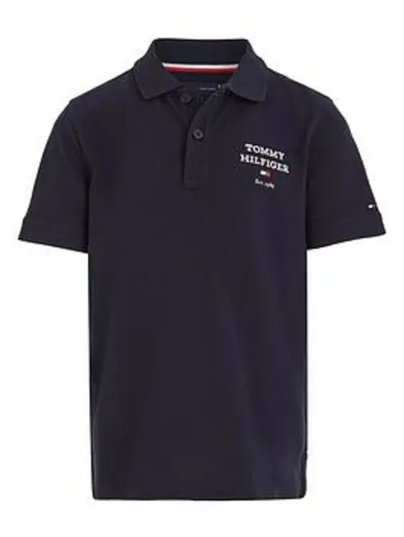 Image of Tommy Hilfiger Boys Th Logo Short Sleeve Polo - Navy, Size 12 Years