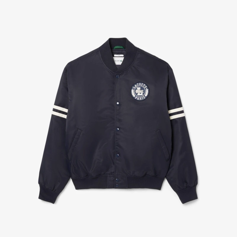 Image of Lacoste Mens Water Repellent Varsity Jacket Navy HDE male M