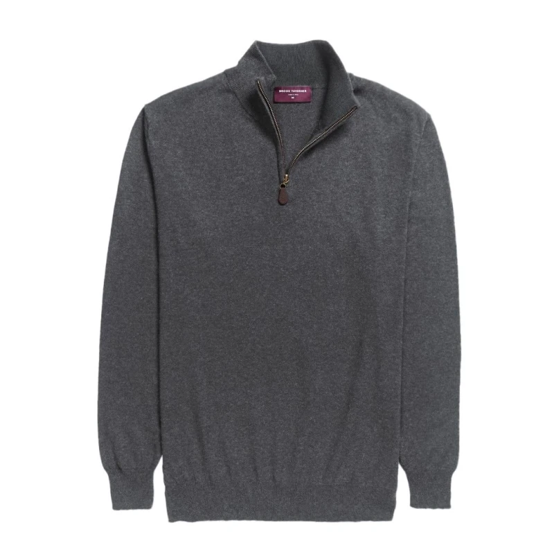 Image of Brook Taverner Brook Taverner Men Dallas Zip-Neck Sweater in Charcoal Size: Small Charcoal S Male 5059444807275