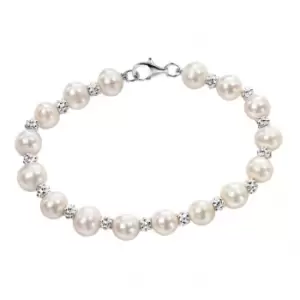 Image of Beginnings Sterling Silver White Freshwater Pearl Textured 19cm Bracelet B3701W