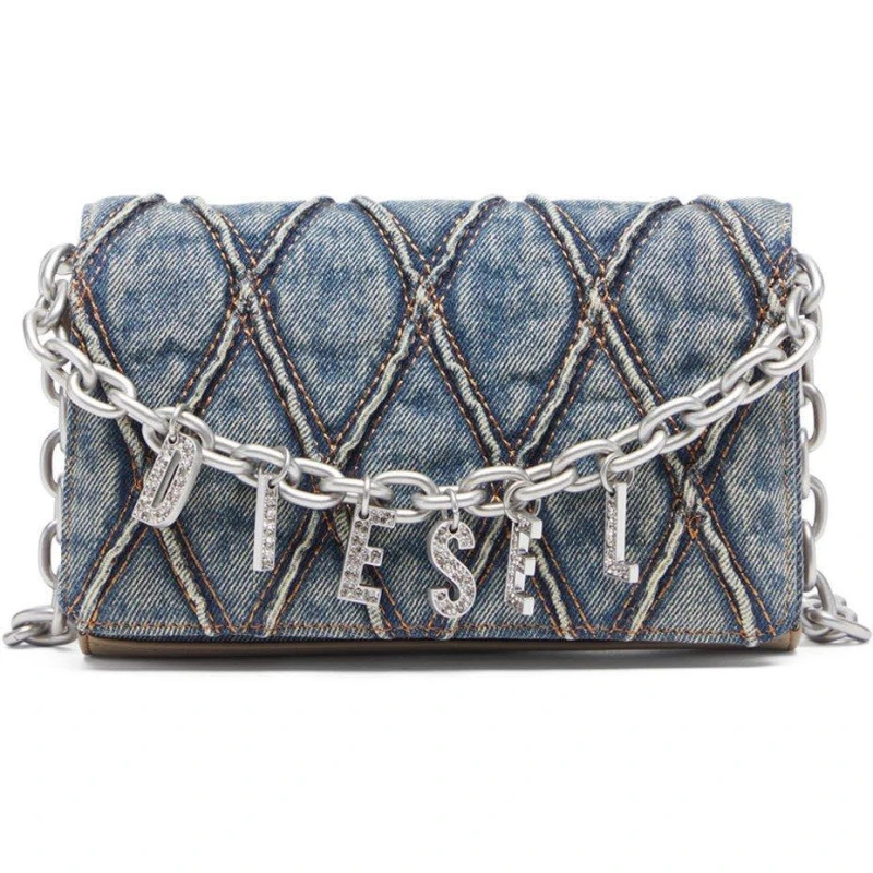 Image of Diesel Womens Play Mirror Wallet On Chain Denim female One Size