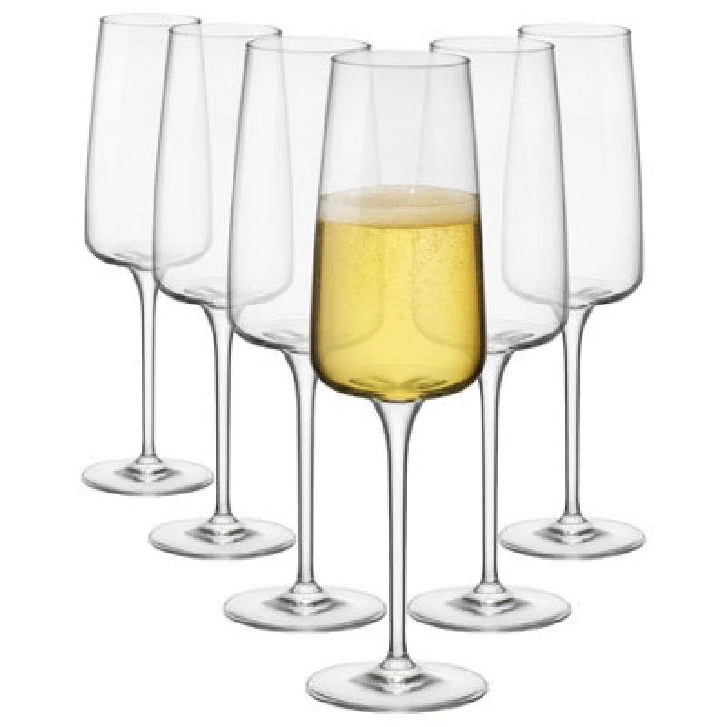 Image of Bormioli Rocco Nexo Glass Champagne Flutes - 240ml - Pack of 6 in Clear Clear Unisex